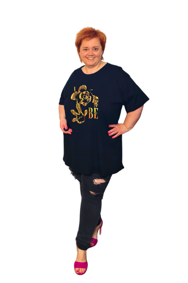 Plus size čierne tričko - Mickey